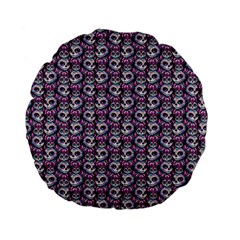 Sugar Skull Cat Pattern Standard 15  Premium Flano Round Cushions