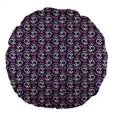 Sugar Skull Cat Pattern Large 18  Premium Flano Round Cushions