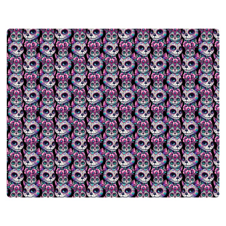 Sugar Skull Cat Pattern Premium Plush Fleece Blanket (Medium)