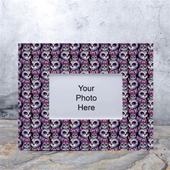 Sugar Skull Cat Pattern White Tabletop Photo Frame 4 x6  by ExtraGoodSauce