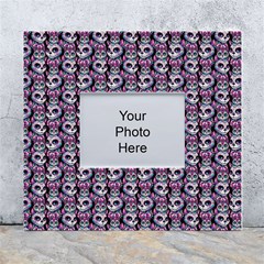 Sugar Skull Cat Pattern White Wall Photo Frame 5  X 7  by ExtraGoodSauce