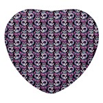 Sugar Skull Cat Pattern Heart Glass Fridge Magnet (4 pack) Front