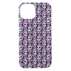 Sugar Skull Cat Pattern Iphone 15 Black Uv Print Pc Hardshell Case by ExtraGoodSauce