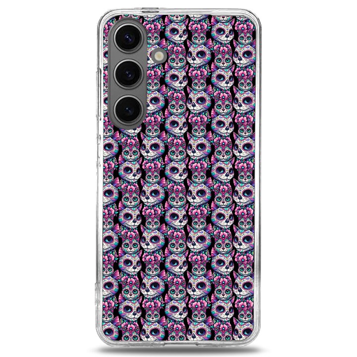 Sugar Skull Cat Pattern Samsung Galaxy S24 6.2 Inch TPU UV Case