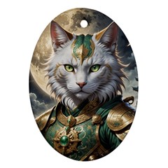 Epic Armored Cat Warrior Ornament (oval)