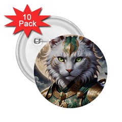 Epic Armored Cat Warrior 2 25  Buttons (10 Pack) 