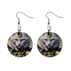 Epic Armored Cat Warrior Mini Button Earrings by ExtraGoodSauce