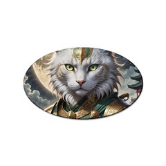 Epic Armored Cat Warrior Sticker (oval) by ExtraGoodSauce