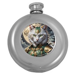 Epic Armored Cat Warrior Round Hip Flask (5 Oz) by ExtraGoodSauce