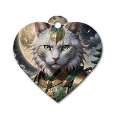 Epic Armored Cat Warrior Dog Tag Heart (two Sides) by ExtraGoodSauce