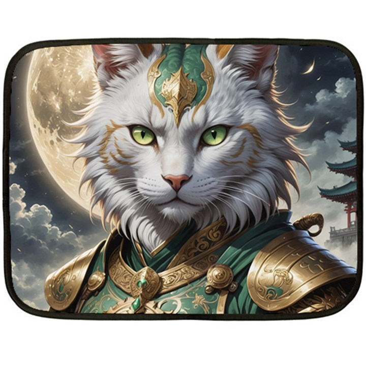 Epic Armored Cat Warrior Two Sides Fleece Blanket (Mini)