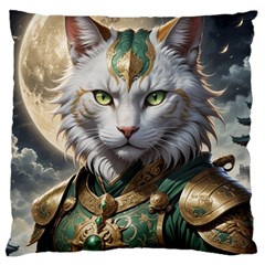 Epic Armored Cat Warrior Large Cushion Case (one Side) by ExtraGoodSauce