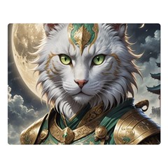 Epic Armored Cat Warrior Two Sides Premium Plush Fleece Blanket (large)