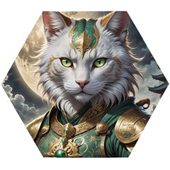 Epic Armored Cat Warrior Wooden Puzzle Hexagon by ExtraGoodSauce