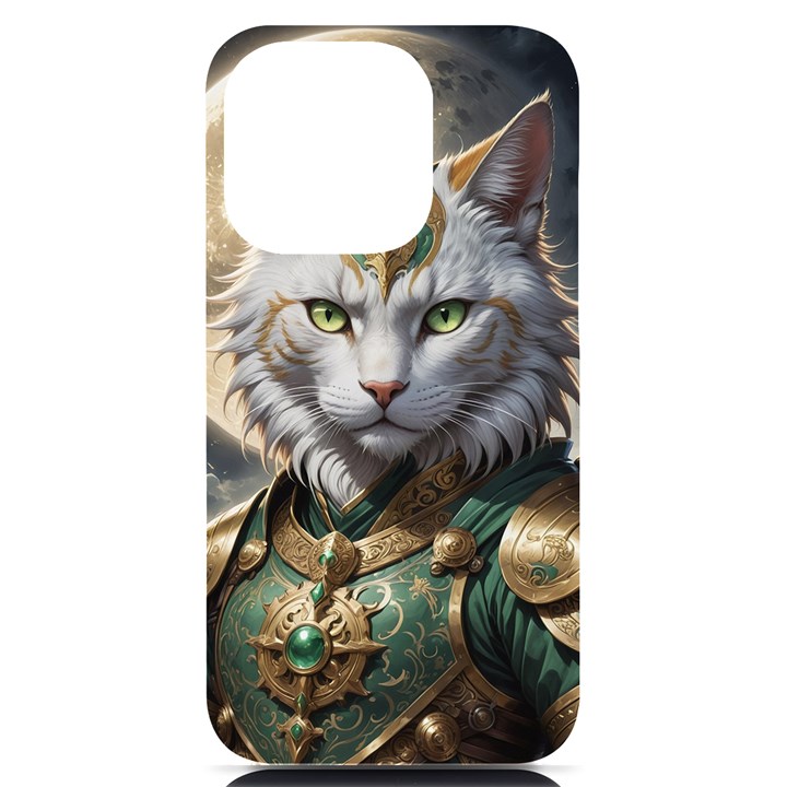 Epic Armored Cat Warrior iPhone 14 Pro Black UV Print Case