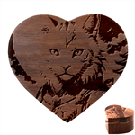 Epic Armored Cat Warrior Heart Wood Jewelry Box Front