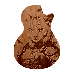 Epic Armored Cat Warrior Guitar Shape Wood Guitar Pick Holder Case And Picks Set by ExtraGoodSauce