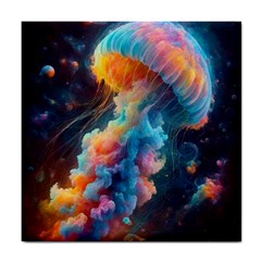 Cosmic Jellyfish Artwork Tile Coaster by ExtraGoodSauce