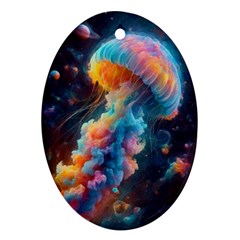 Cosmic Jellyfish Artwork Ornament (oval)