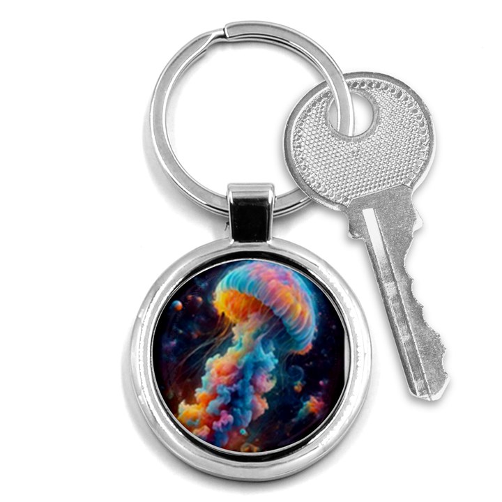 Cosmic Jellyfish Artwork Key Chain (Round)