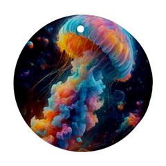 Cosmic Jellyfish Artwork Round Ornament (two Sides)