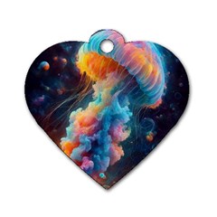 Cosmic Jellyfish Artwork Dog Tag Heart (one Side)