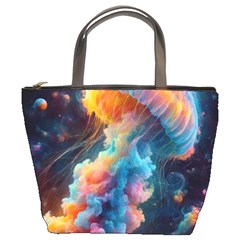 Cosmic Jellyfish Artwork Bucket Bag by ExtraGoodSauce