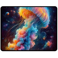 Cosmic Jellyfish Artwork Fleece Blanket (medium) by ExtraGoodSauce