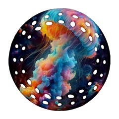 Cosmic Jellyfish Artwork Ornament (round Filigree) by ExtraGoodSauce