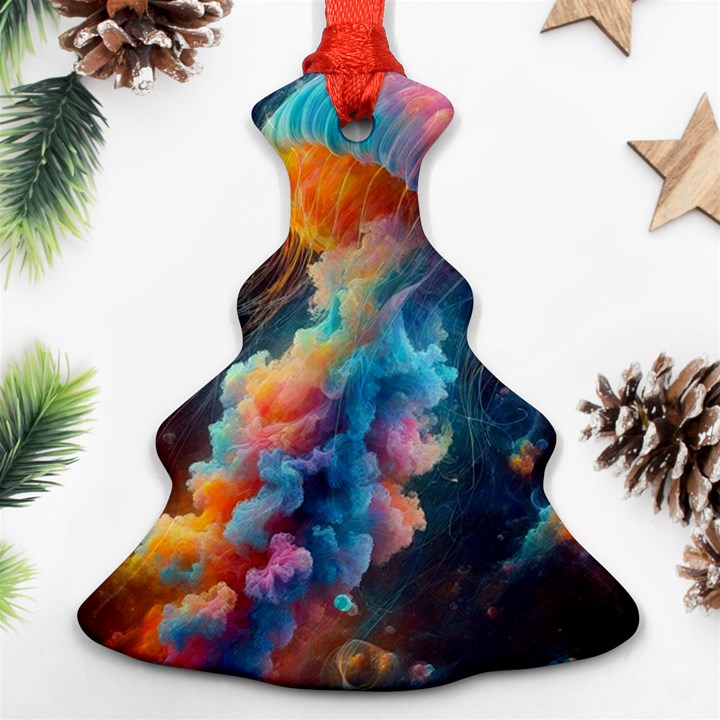 Cosmic Jellyfish Artwork Christmas Tree Ornament (Two Sides)