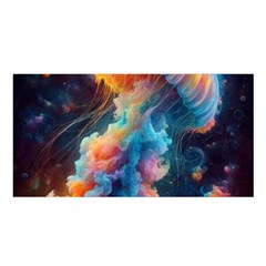 Cosmic Jellyfish Artwork Satin Shawl 45  X 80 