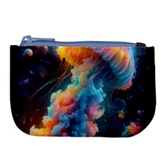 Cosmic Jellyfish Artwork Large Coin Purse by ExtraGoodSauce