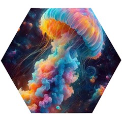 Cosmic Jellyfish Artwork Wooden Puzzle Hexagon by ExtraGoodSauce