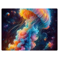 Cosmic Jellyfish Artwork Premium Plush Fleece Blanket (extra Small) by ExtraGoodSauce