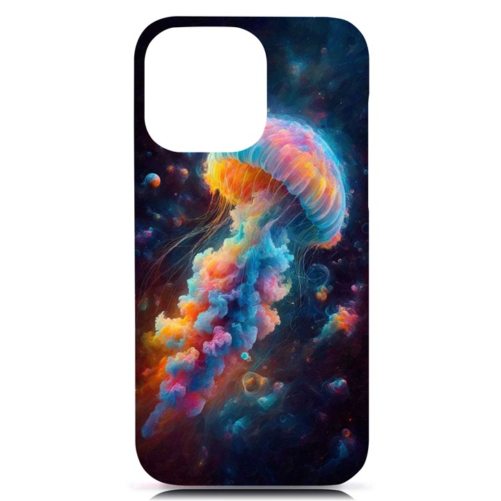 Cosmic Jellyfish Artwork iPhone 14 Pro Max Black UV Print Case