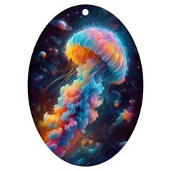 Cosmic Jellyfish Artwork Uv Print Acrylic Ornament Oval by ExtraGoodSauce