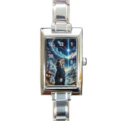 Enchanting Fantasy Night Sky Scene Rectangle Italian Charm Watch by ExtraGoodSauce