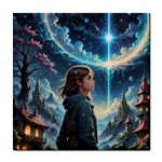 Enchanting Fantasy Night Sky Scene Tile Coaster Front