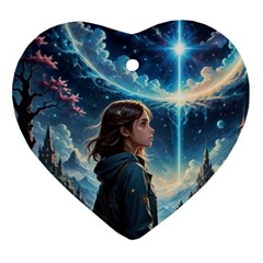 Enchanting Fantasy Night Sky Scene Ornament (heart)