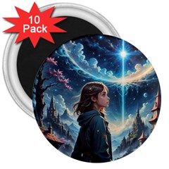 Enchanting Fantasy Night Sky Scene 3  Magnets (10 Pack) 