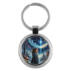 Enchanting Fantasy Night Sky Scene Key Chain (round) by ExtraGoodSauce