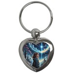 Enchanting Fantasy Night Sky Scene Key Chain (Heart) Front