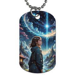 Enchanting Fantasy Night Sky Scene Dog Tag (one Side)