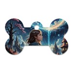 Enchanting Fantasy Night Sky Scene Dog Tag Bone (Two Sides) Front