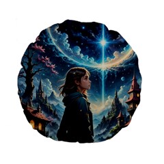 Enchanting Fantasy Night Sky Scene Standard 15  Premium Flano Round Cushions by ExtraGoodSauce