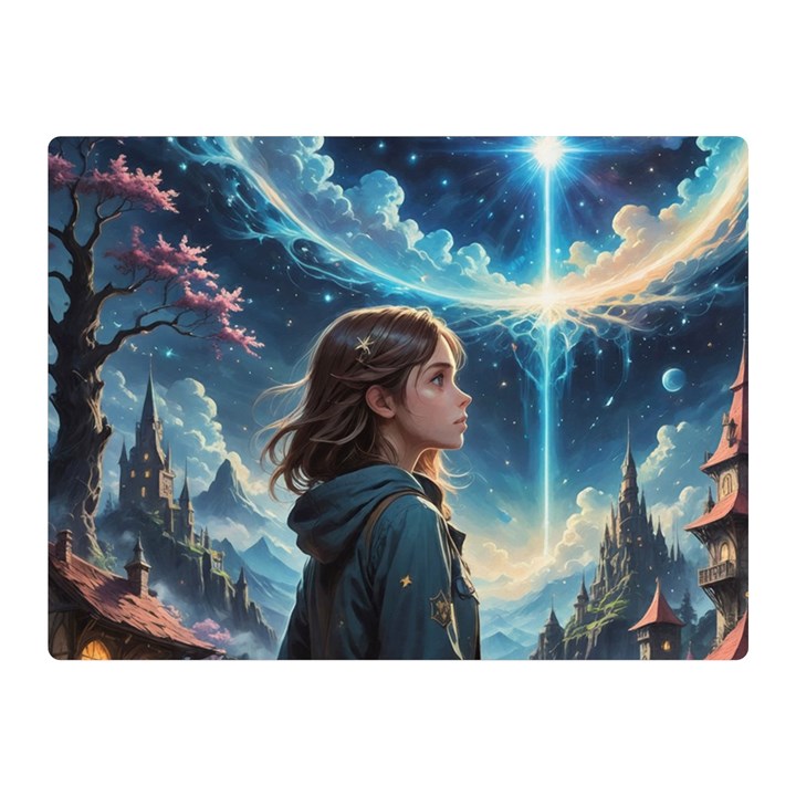 Enchanting Fantasy Night Sky Scene Two Sides Premium Plush Fleece Blanket (Mini)