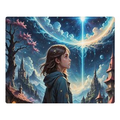 Enchanting Fantasy Night Sky Scene Two Sides Premium Plush Fleece Blanket (large) by ExtraGoodSauce