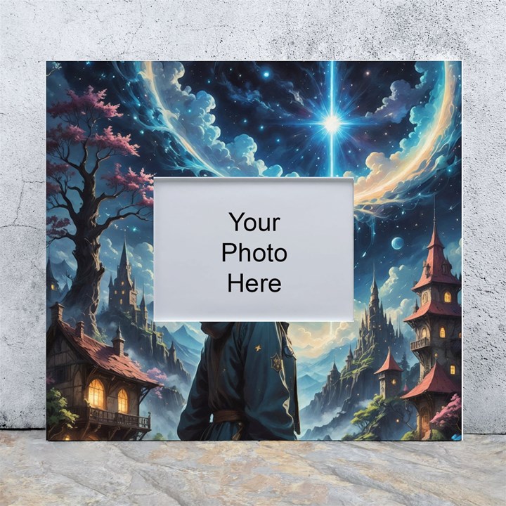 Enchanting Fantasy Night Sky Scene White Wall Photo Frame 5  x 7 