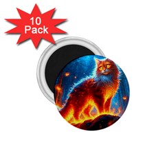 Enchanted Fire Feline 1 75  Magnets (10 Pack) 