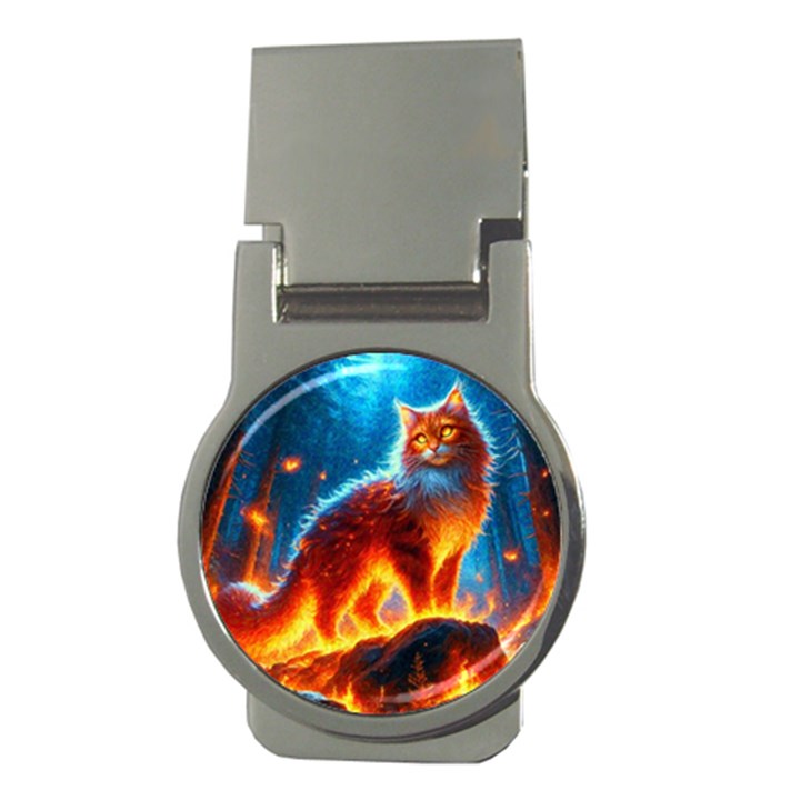 Enchanted Fire Feline Money Clips (Round) 